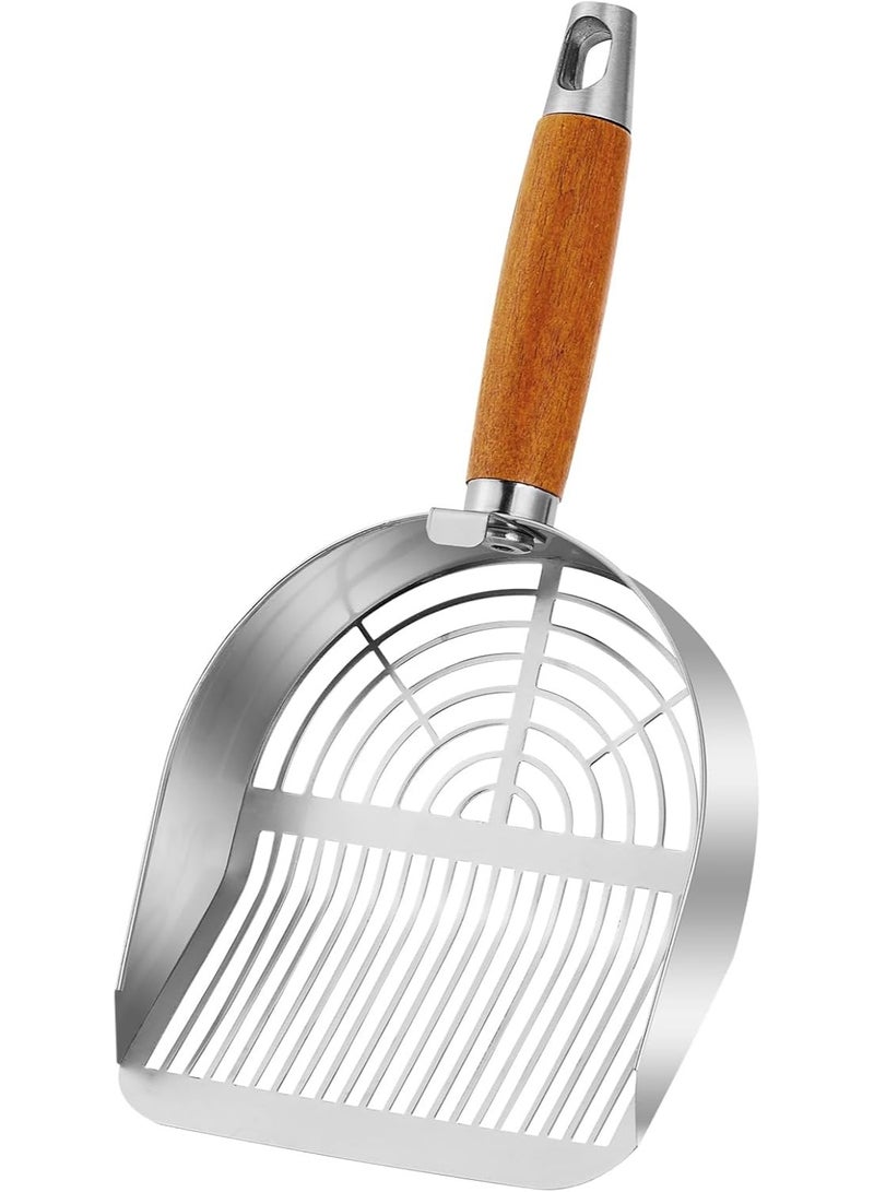 Cat Litter Scoop with Hook, Heavy Duty and Speed Sifter 304 Stainless Steel Sifter with Deep Shovel, Durable Kitty Metal Scooper for Litter Box Kitten Pooper Lifter with 2 Different Width Sifter - Image 1