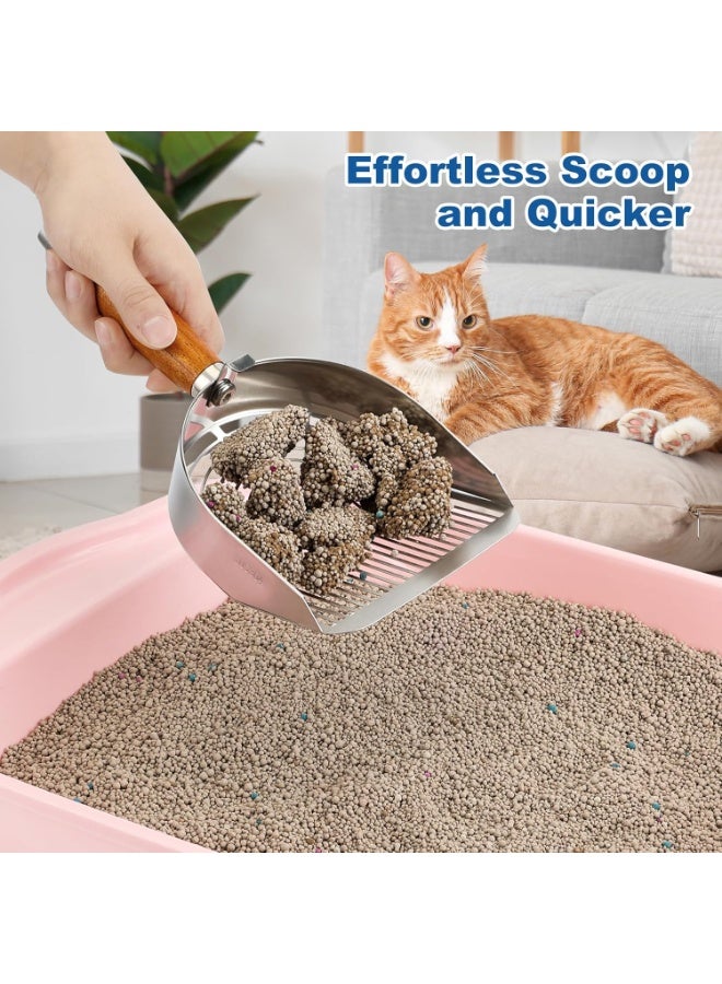 Cat Litter Scoop with Hook, Heavy Duty and Speed Sifter 304 Stainless Steel Sifter with Deep Shovel, Durable Kitty Metal Scooper for Litter Box Kitten Pooper Lifter with 2 Different Width Sifter - Image 2