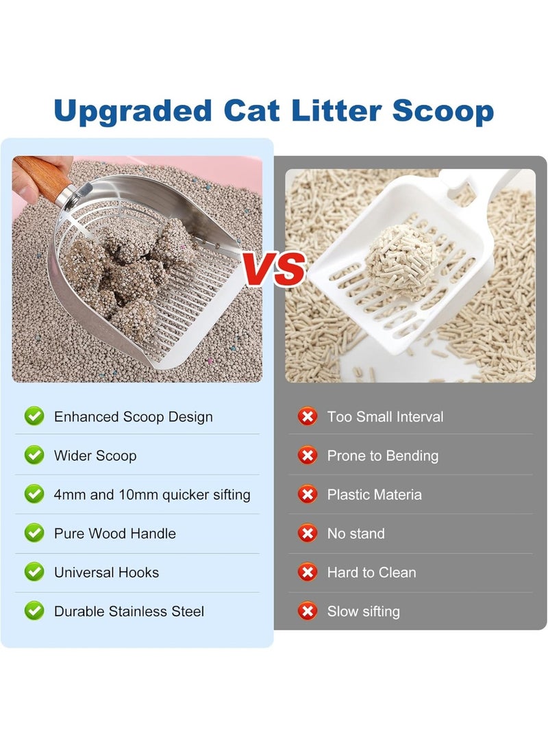 Cat Litter Scoop with Hook, Heavy Duty and Speed Sifter 304 Stainless Steel Sifter with Deep Shovel, Durable Kitty Metal Scooper for Litter Box Kitten Pooper Lifter with 2 Different Width Sifter - Image 5