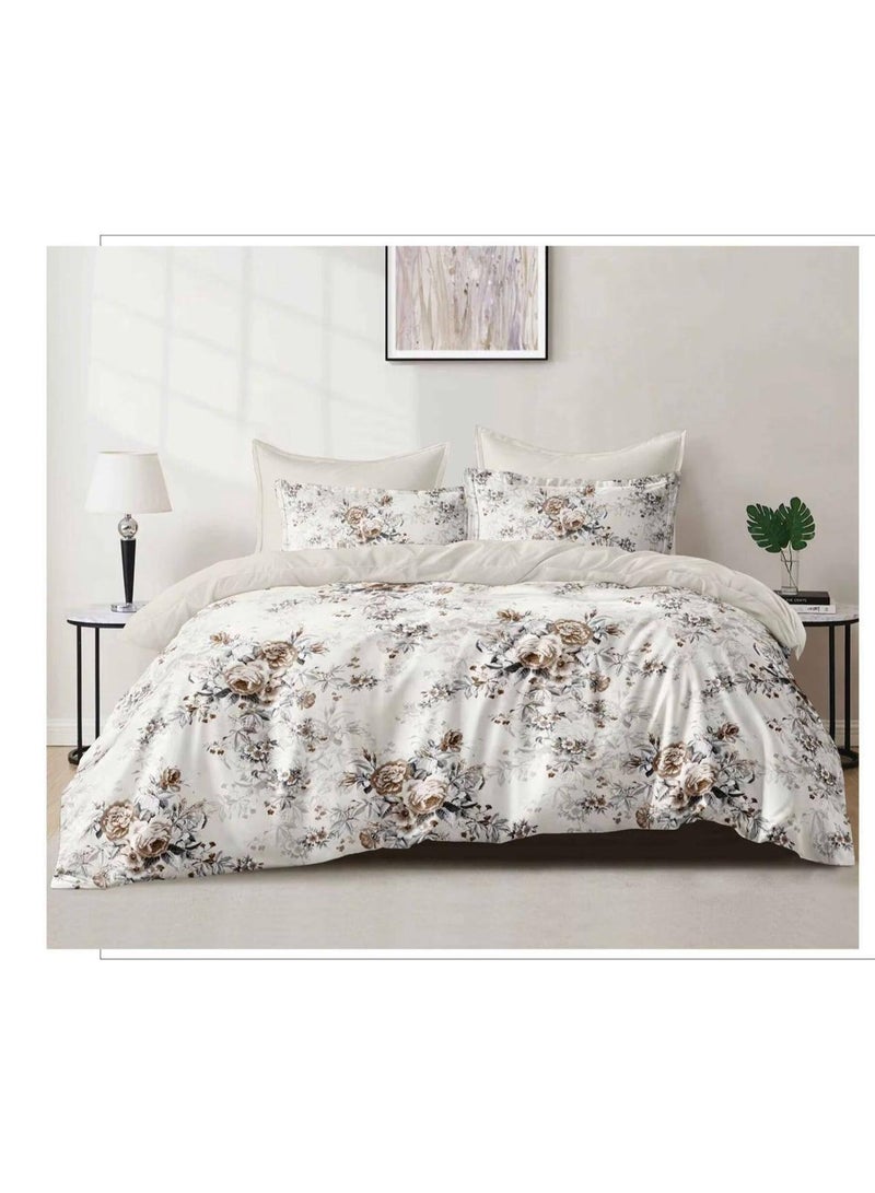 طقم سرير قطني مفرد مكون من 4 قطع - غطاء لحاف 160×210 سم، شرشف مطاطي 120×200+25 سم، وغطاءان للوسائد - مفروشات ناعمة ومريحة