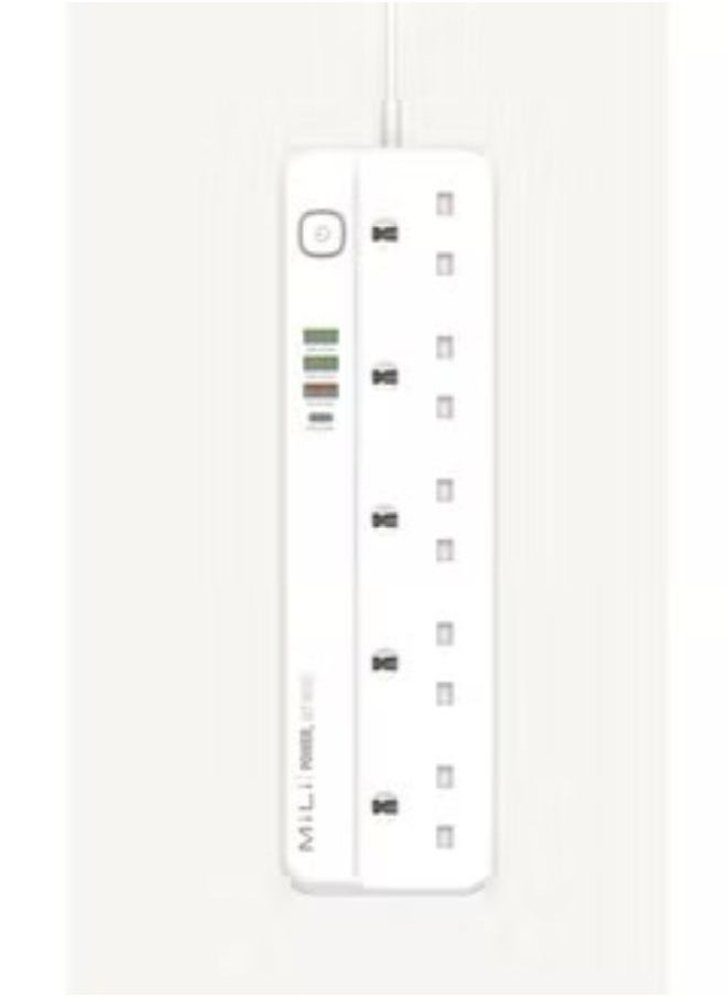 MiLi - Smart Timer Power Strip 9in1 with 1 20W USB-C PD 5 AC Outlets and 3 USB Ports 3M - Image 1