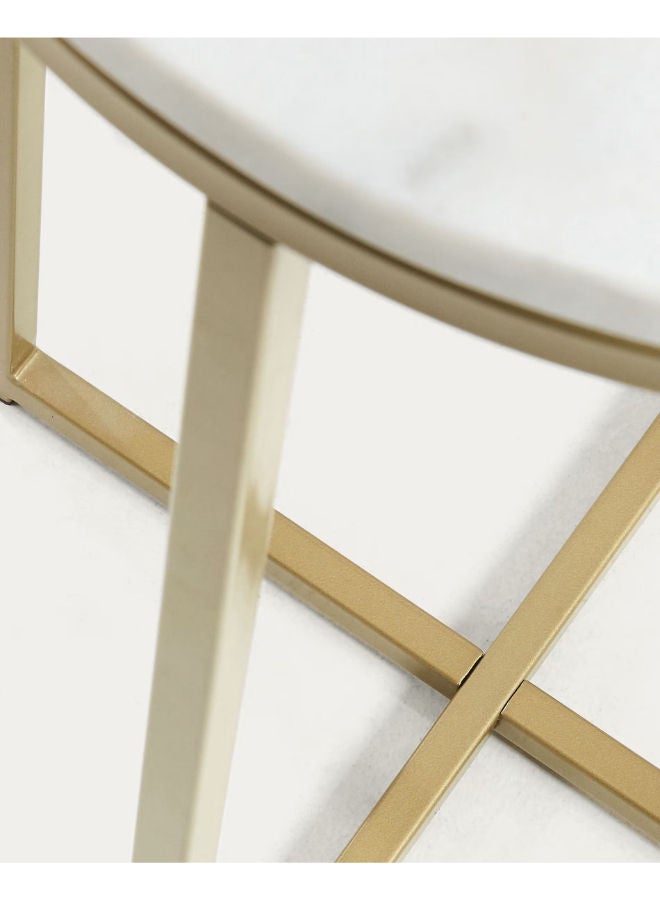 Vinchi Furniture Vinchi Metro Square side table in white marble and golden steel legs Ø 43 cm - Image 2