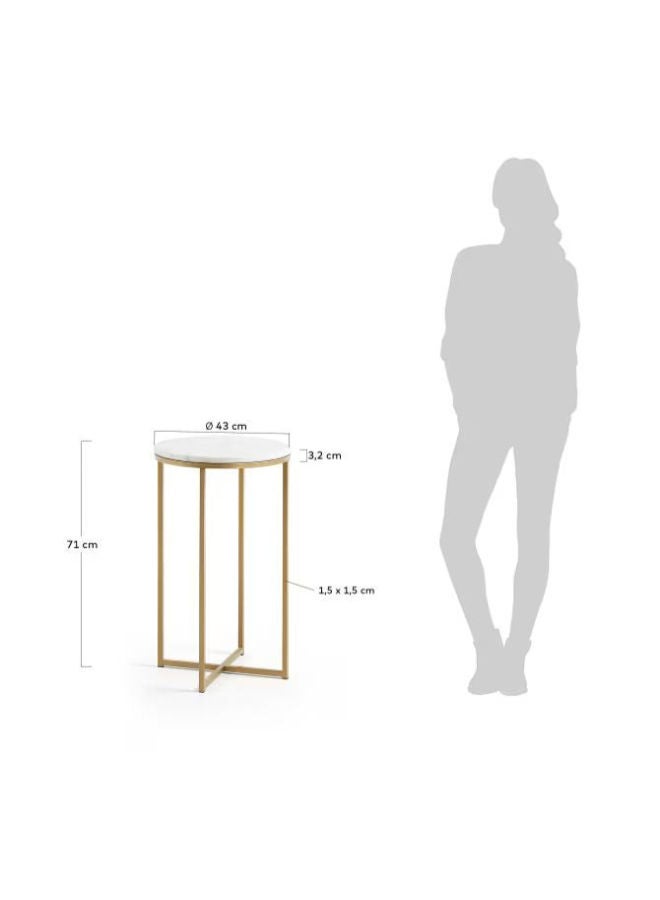 Vinchi Furniture Vinchi Metro Square side table in white marble and golden steel legs Ø 43 cm - Image 4