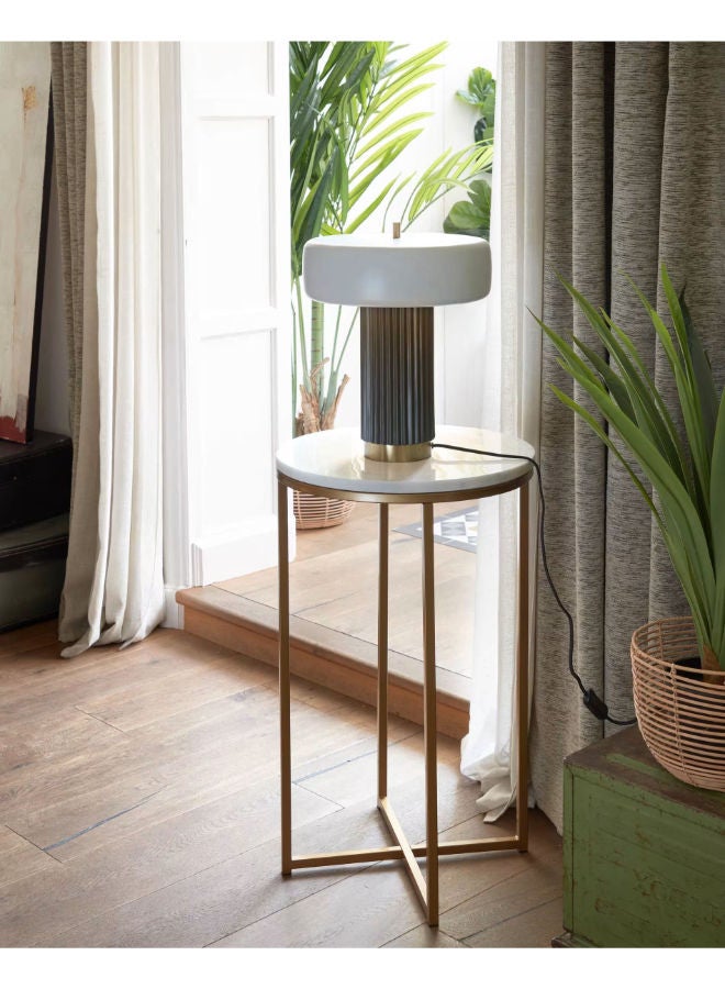 Vinchi Furniture Vinchi Metro Square side table in white marble and golden steel legs Ø 43 cm - Image 1