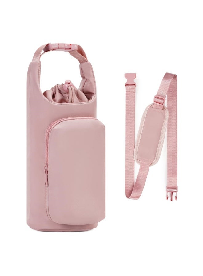Water Bottle Carrier Bag with Phone Pocket 32oz 40oz Insulated Bottle Holder with Adjustable Shoulder Strap - Image 1