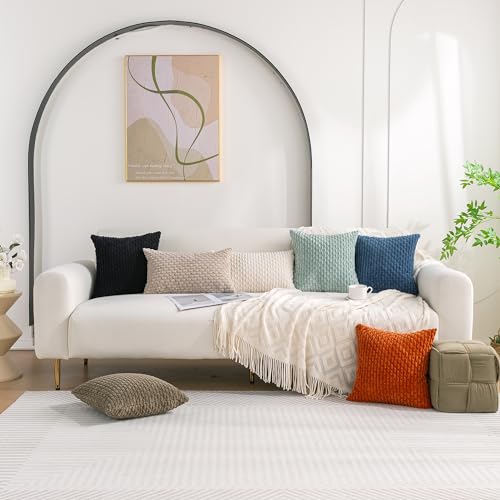 Cozoomy Set of 4 Black Decorative Throw Pillow Covers 18x18 Inch Corduroy Pillow Covers for Bed Couch Sofa Living Room Soft Square Cushion Cases - Image 3