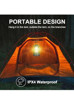 Generic Vintage Camping Lamp Indoor Outdoor Hanging Decorations Lanterns Type-C Rechargeable Camping Tent Light Waterproof Decorative Lanterns for Yard Terrace Lawn Fireplace(Green)  - Image 5