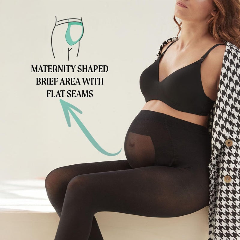 CALZITALY 2 Pairs Maternity Tights, Pregnancy Opaque Pantyhose | 40 DEN | S M L XL | Black, Blue | Made In Italy (Small, Black) - Image 3