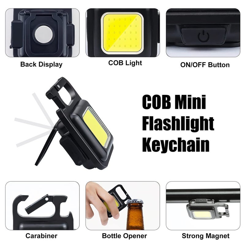 PROTON Mini Flashlight, 800Lumens COB Bright Rechargeable Keychain Flashlights, Black, LEDLIG01-B - Image 2