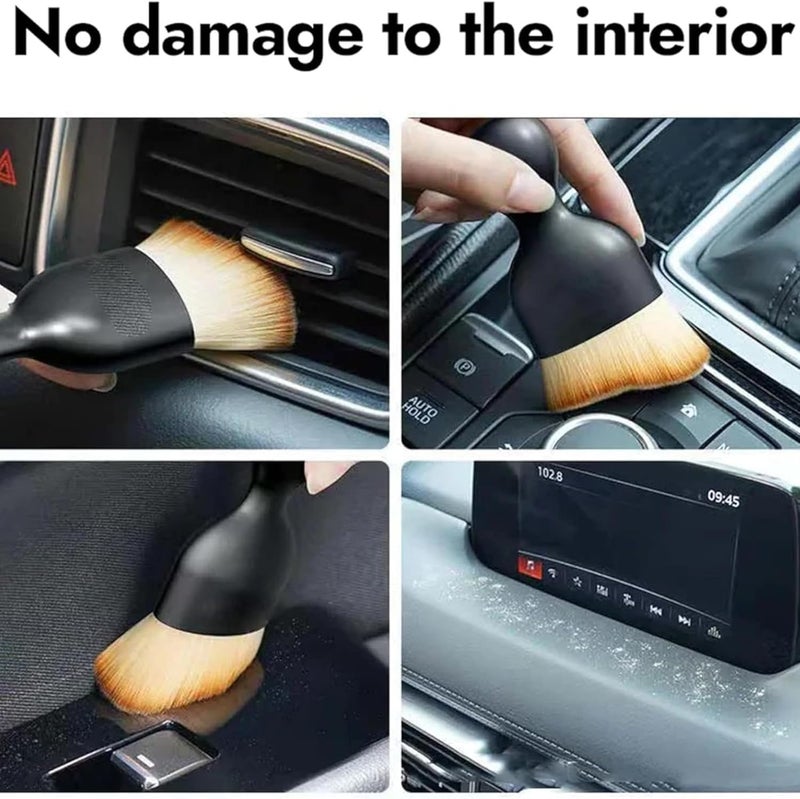 DETACHI Car Interior Cleaning Brush + Microfiber Cloth Super Absorbment 40x40 850 GSM+ Ultra Soft Hair Bristle Brush for A/c Vents Dust, Dashboard Cleaning Laptops, Cleaning Tools Combo Pack 3Pcs - Image 2