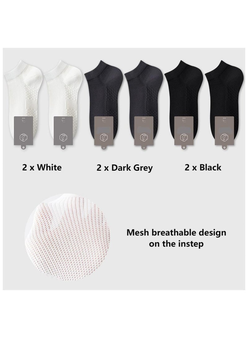 6 Pairs Per Set Summer Men's Thin Socks, Mesh Breathable Design, Casual Boat Socks 