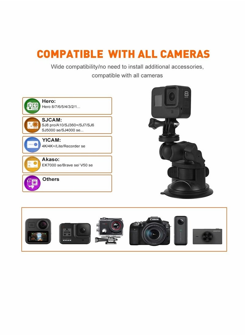 SYOSI - Camera Car Windshield Suction Cup Mount Compatible with for GoPro Hero 10 9 8 7 6 5 Black 4 Session Insta360 for AKASO Campark DJI OSMO Action YI Action Camera Car Dash Cameras - Image 1