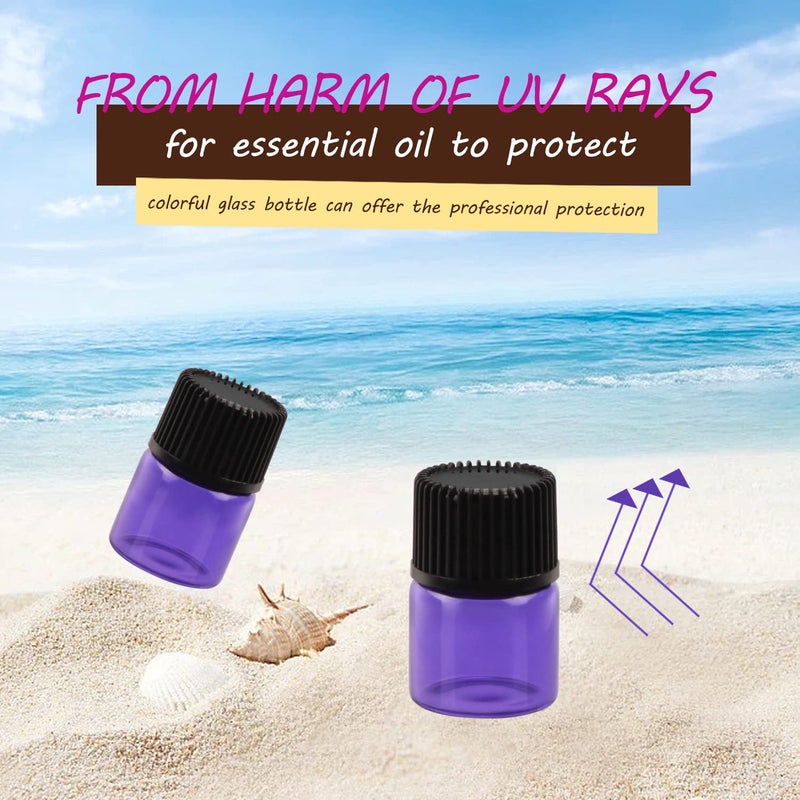 Wresty 1ml(1/4 Dram) Gift Package Glass Vial Mixcolor Essential Oils Bottles Mini Glass Bottles Sample Vials With Label And Droppers (100-Pack) - Image 5