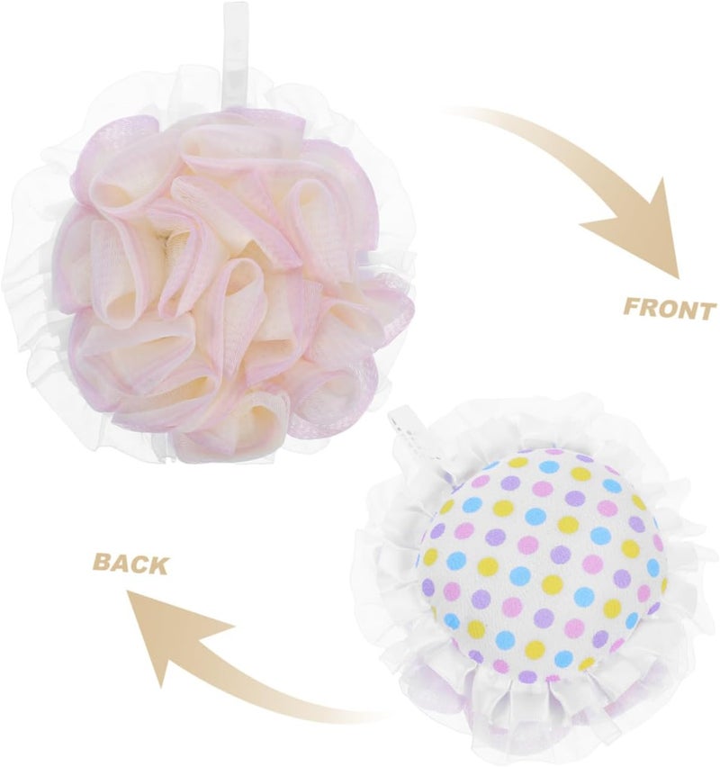 Bath Pouf Exfoliating Loofah Sponge 2-in-1 Shower Mesh Scrubber Ball for Home and Travel Use, White Bathing Pouf Back Scrubber Body Cleaning Accessory - Image 3