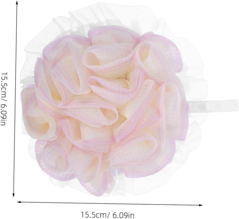 Bath Pouf Exfoliating Loofah Sponge 2-in-1 Shower Mesh Scrubber Ball for Home and Travel Use, White Bathing Pouf Back Scrubber Body Cleaning Accessory - Image 2