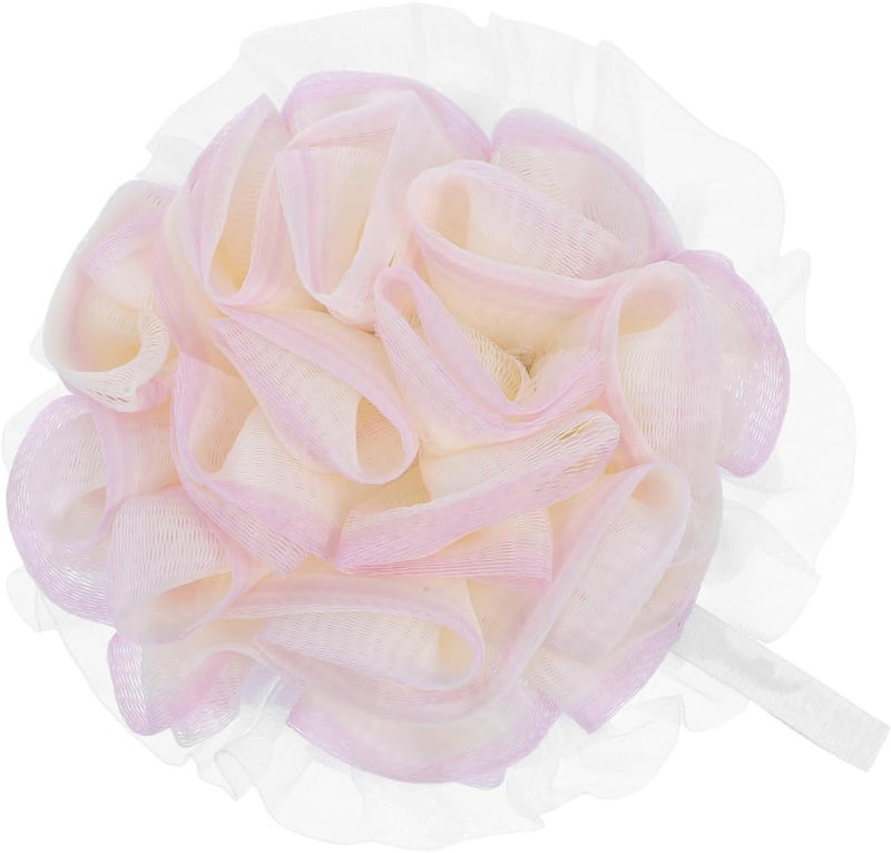 Bath Pouf Exfoliating Loofah Sponge 2-in-1 Shower Mesh Scrubber Ball for Home and Travel Use, White Bathing Pouf Back Scrubber Body Cleaning Accessory - Image 1