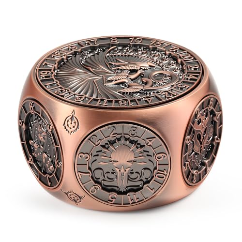 DNDND Copper 8in1 Spinner Dice with Dual D20 Monster Themed Hexagonal Metal Dice for Dungeons and Dragons DD TTRPG with Collectible Gift Tin - Image 1