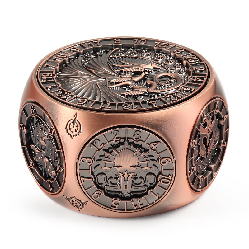 DNDND Copper 8in1 Spinner Dice with Dual D20 Monster Themed Hexagonal Metal Dice for Dungeons and Dragons DD TTRPG with Collectible Gift Tin - Image 3