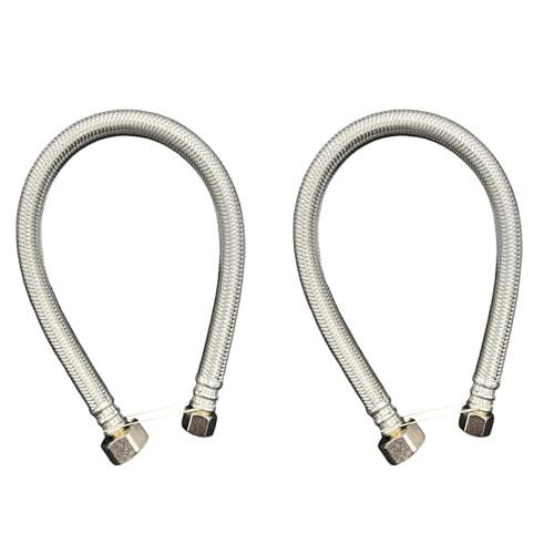 Windon Bay 38 OD x 12 FIP stainless steel faucet connector 16 inch 2pk - Image 1