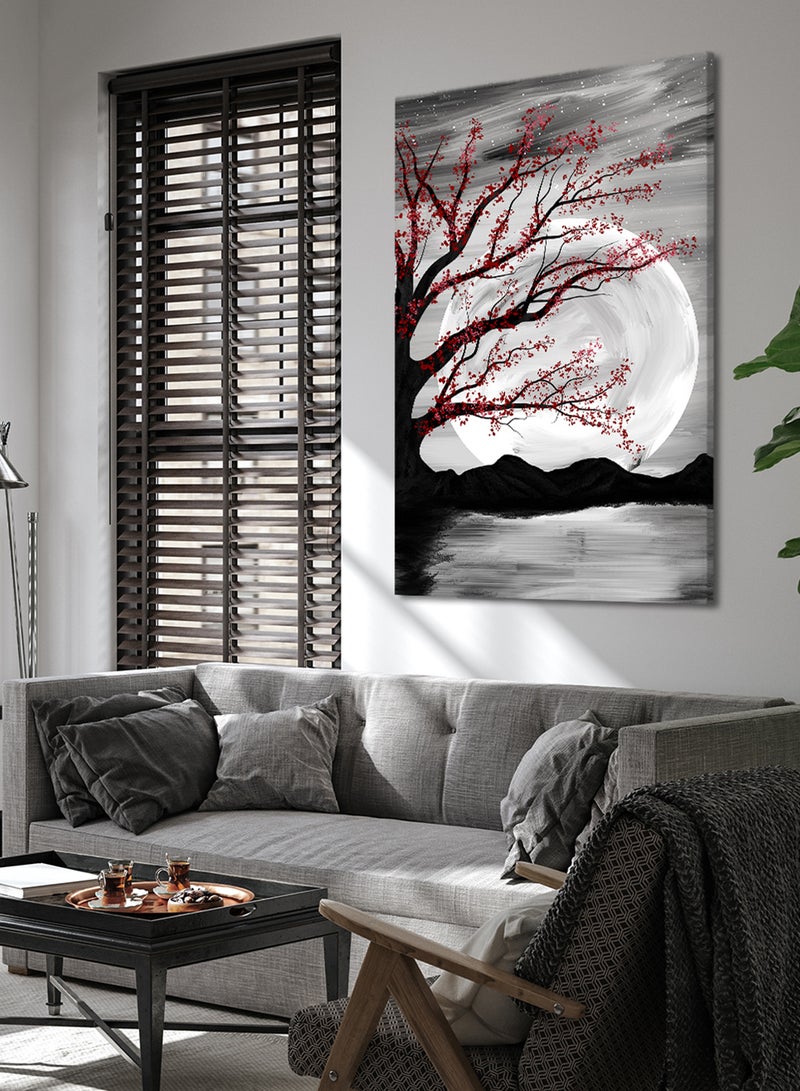 LOWHA Canvas Wall Art Stretched Over Wooden Frame with Moon Light  Painting - Image 1