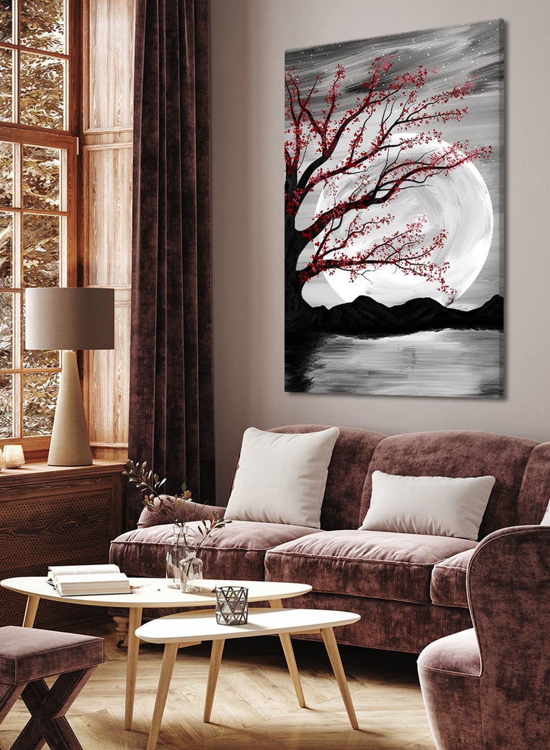 LOWHA Canvas Wall Art Stretched Over Wooden Frame with Moon Light  Painting - Image 2