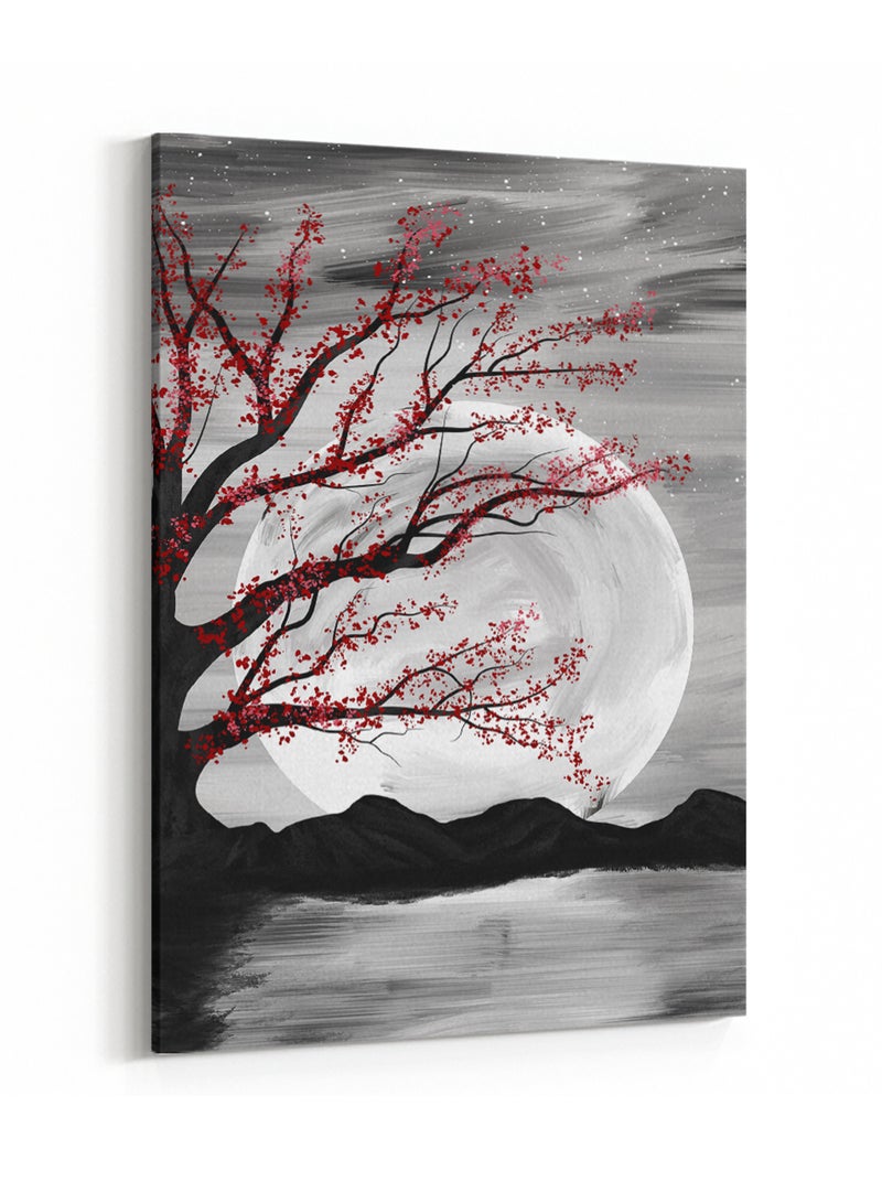 LOWHA Canvas Wall Art Stretched Over Wooden Frame with Moon Light  Painting - Image 4