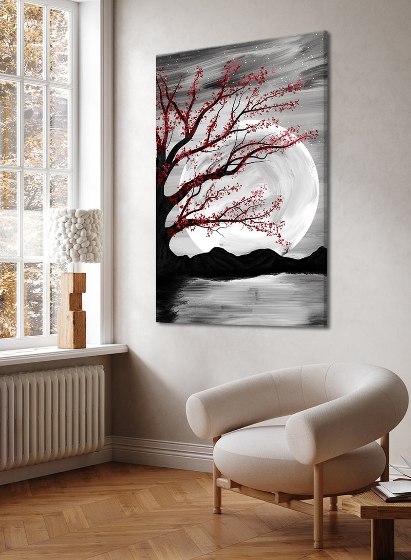 LOWHA Canvas Wall Art Stretched Over Wooden Frame with Moon Light  Painting - Image 3