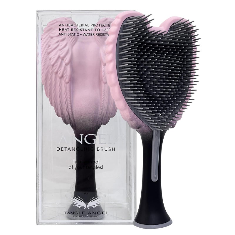 Tangle Angel Detangling Hair Brush for Women - Anti-Static Angel Wing Hair Brush for Wet&Dry Hair - Flexible Bristles Detangler Brush for Straight, Wavy&Curly Hair - Ideal Gift for Women -Black/Pink - Image 1