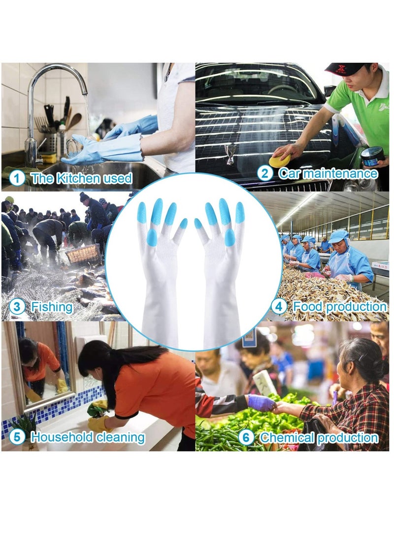 Excefore - Reusable Dishwashing Cleaning Gloves with Latex free, Synthetic Rubber Gloves, Kitchen Gloves 3 Pairs, Green+Blue+Pink - Image 1