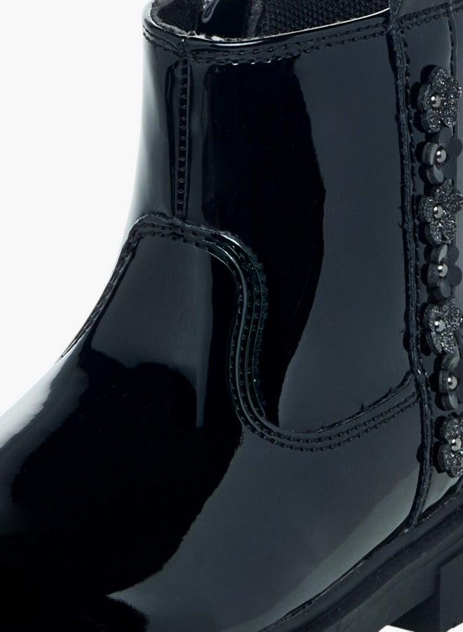 جونيورز أحذية الكاحل بزخارف زهور وإغلاق بسحاب - Image 4