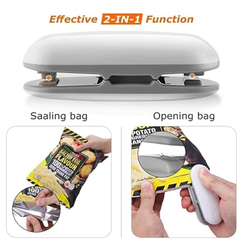 GITGRNTH Mini Bag Sealer, Portable Heat Vacuum Sealers, Plastic Bags Sealer, Chip Bag Sealer, 2 in 1 Handheld Heat Seal and Cutter Mini Food Sealer For Plastic Bags - Image 2