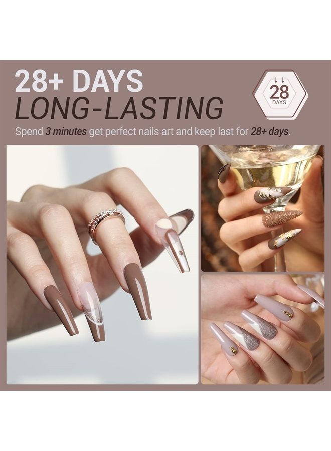 Modelones Gel Nail Polish Set- 6 Colors Chocolate Brown Coffee Gel Polish Kit Brown Glitter Nail Polish Gel Nude Brown Colors Gel Nail Kit Soak Off Popular Nail Art Gifts for Women DIY Manicure Home - Image 4