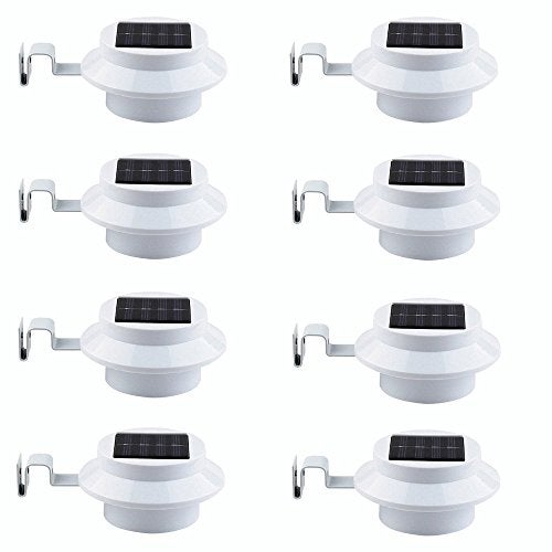FALOVE 8 Pack White Solar Powered Gutter Lights Outdoor Decorative Waterproof Led Fence Lamp for Lighting Railing, Outside Wall, Deck, Garden, Path, Backyard, Sidewalk, Yard, Patio, No Drilling Installation - Image 4