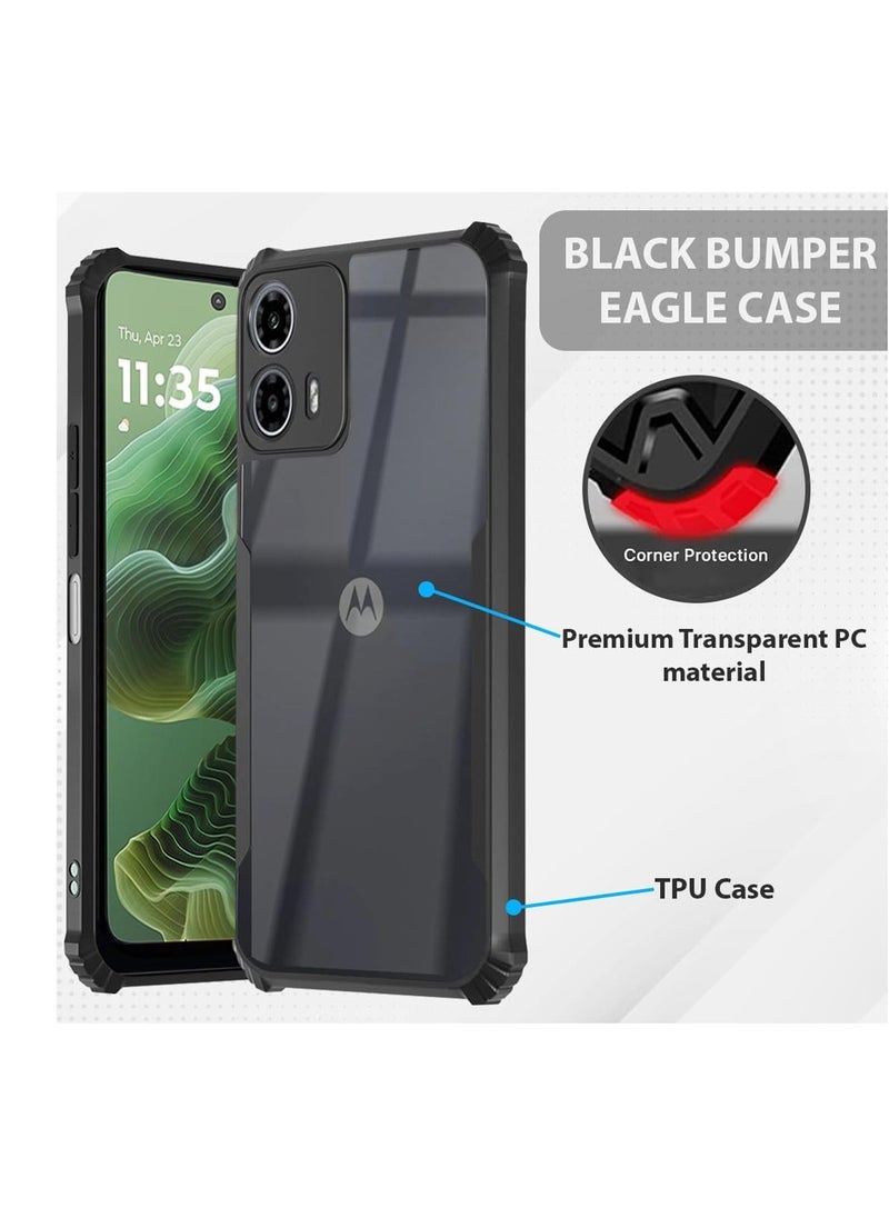 Motorola Moto G35 5G 2024 Hybrid TPU Silicone with Raised Armour Bumpers Slim Case Cover - Black