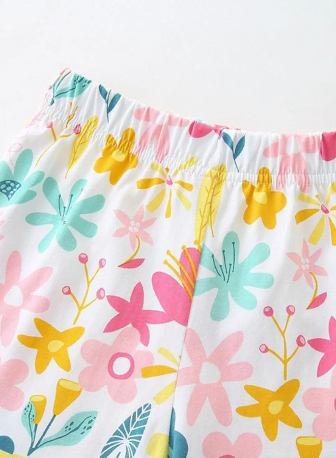 يونيكي Yellow Crew Neck Cap Sleeve Printed Tshirt & Shorts