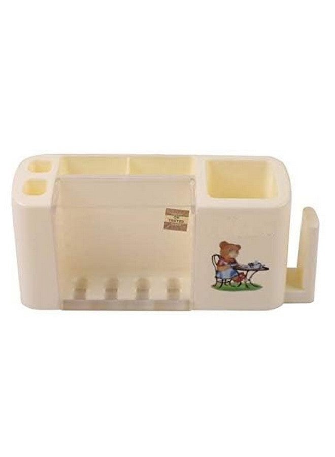 Inditradition Wall Hanging Toothbrush Toothpaste Holder | Multipurpose Bathroom Accessory Organizer (Plastic, White) - Image 4