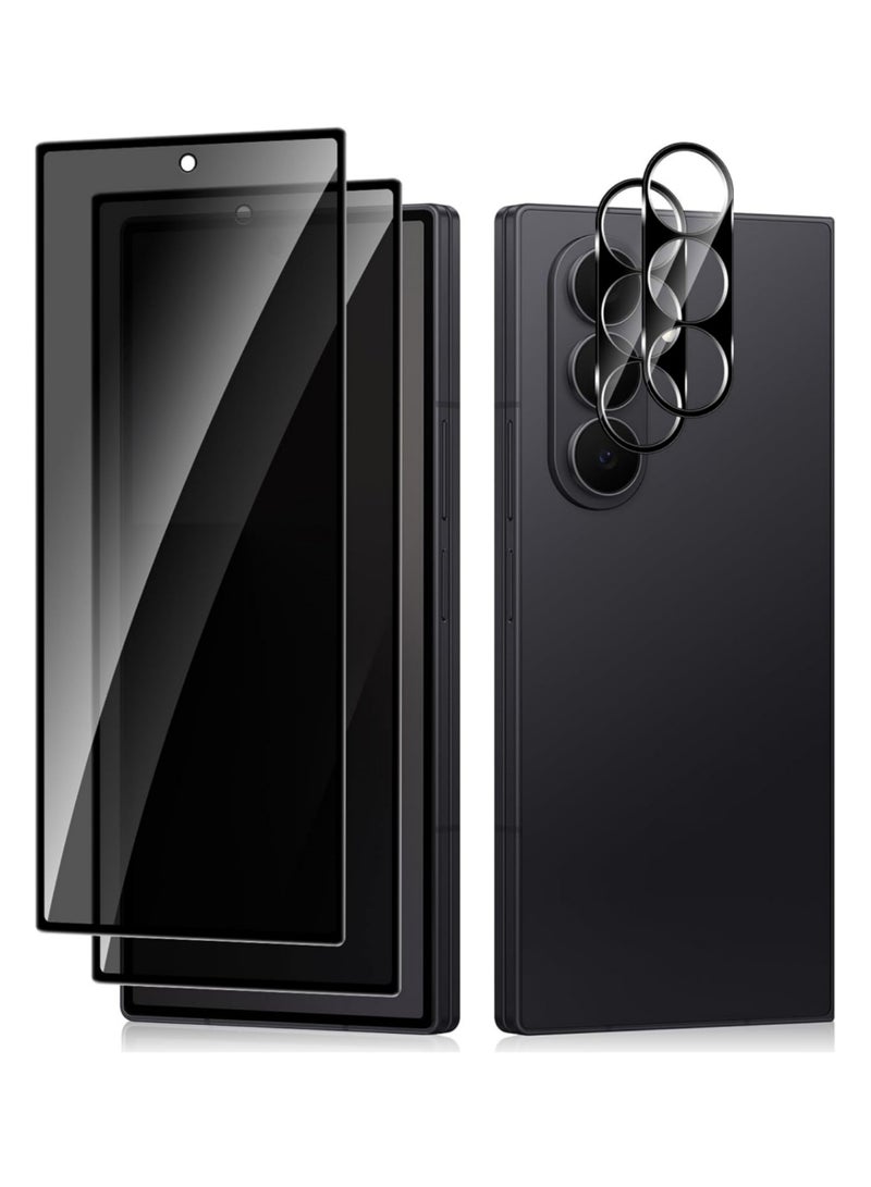 اووكاي [عبوة من قطعتين] واقي شاشة للخصوصية لهاتف Samsung Galaxy Z Fold 7 5G، طبقة زجاجية مقواة 9H مضادة للتجسس + واقي عدسة الكاميرا، واقي شاشة مضاد للخدش ومضاد للتجسس لهاتف Galaxy Z Fold 7 5G - Image 1
