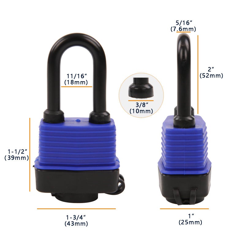 SEPOXÂ® Heavy-Duty 44mm 1.75" Out-Door Padlock Keyed-Alike, Water-Resistant Cover, Steel Lock with Same-Key, Extra-Long-Shackle Anti-Rust, Brass Cylinder for Boat, Fishing, Marine, Fence - Image 2