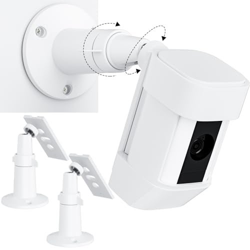 Saysurey 360° Adjustable Security Wall Mount Compatible with Ring Spotlight Cam Plus Pro Security Camera Mounting Bracket White Metal Camera Holder Indoor Outdoor Camera System (2 Pack) - Image 1