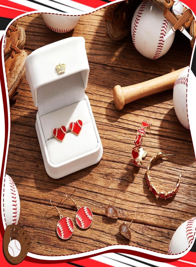 Quelay 4 Pairs Baseball Earrings for Women Baseball Charm Jewelry Accessories Sports Team Gifts for Party Favor(Red-white) - Image 4