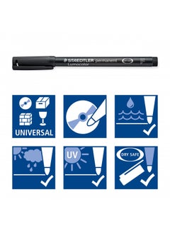 Fiber Tip Pen, Permanent, Fine Point, Black Ink, 10 pieces