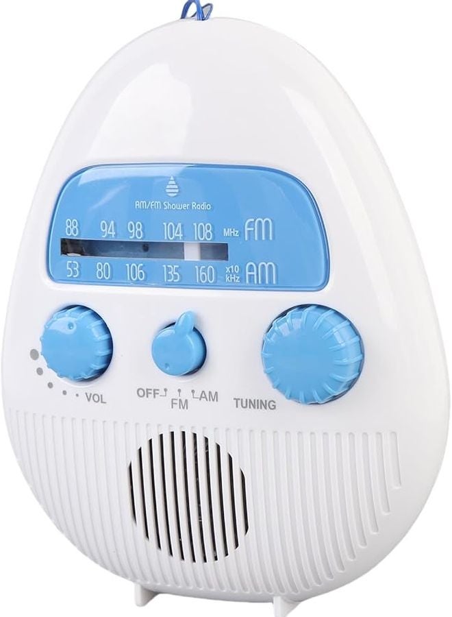 Matybobe Splashproof Shower Radio AM FM Portable Speaker Hanging Bathroom Blue - Image 5