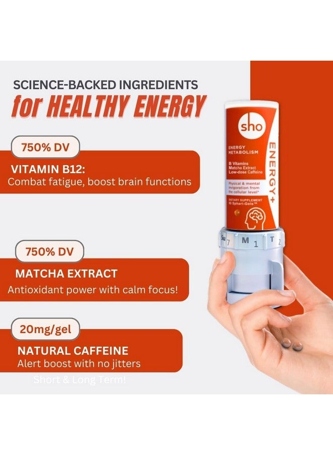 SHO Energy+ Vegan Energy & Focus Supplements 60 Pills-Matcha Extract, Methylated B Complex Vitamin B Complex, and Caffeine Natural Energy Booster for Men & Women Without Crash & Jitters, Refill Bottle - Image 2