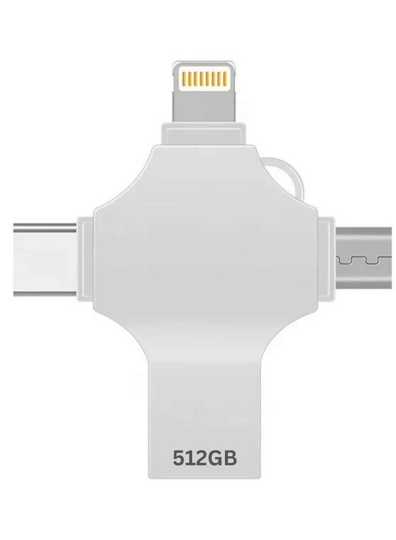 BICCHOO 4 in 1 USB Flash Drive 512GB Silver - Image 1