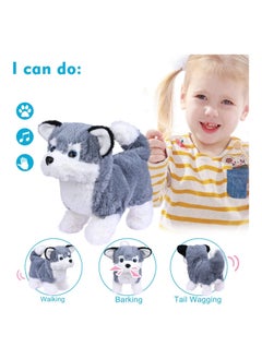 KASTWAVE Plush Interactive Toy Electronic Pet Plush Golden Retriever Toy Puppy Electronic Interactive Pet Dog Can Walking Barking Tail Wagging Stretching Companion Animal for Kids (Alaska Dog)  - Image 2