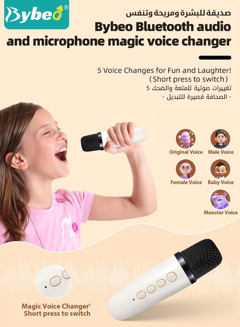 Bybeo Mini Karaoke Machine for Kids and Adults, Portable Bluetooth Speaker with 2 Wireless Microphones, Home Party Karaoke Speaker, LED Lights, Support SD Card/USB, Birthday Gifts for Girls and Boys - Image 5