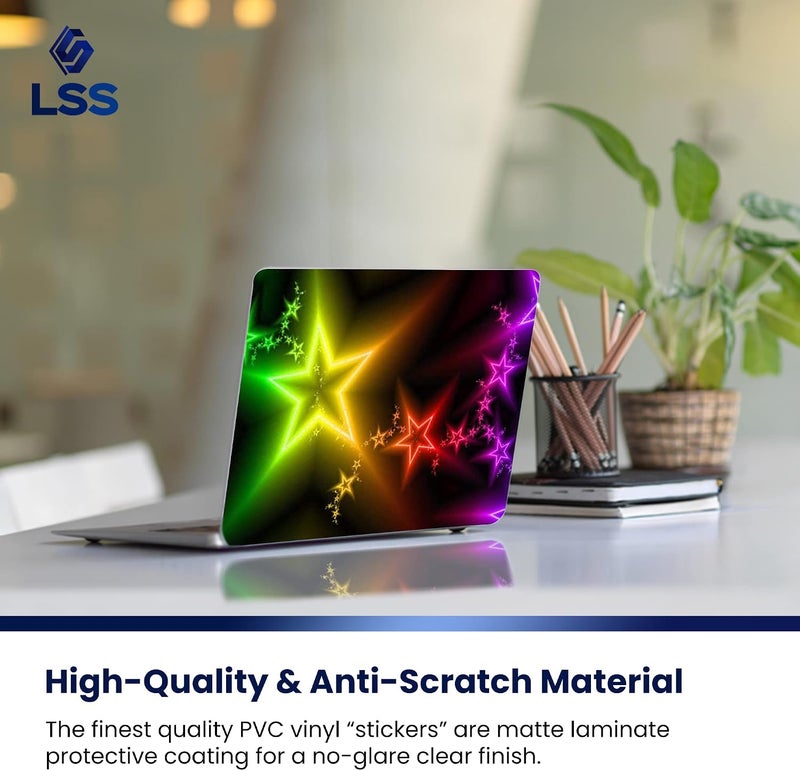 Lss Laptop 15 15.6 Skin Cover with Colorful Night Stars Pattern for HP Dell Lenovo Apple Asus Acer Compaq - Fits 13.3" 14" 15.6" 16" (2 Wrist Pads Free) - Image 4