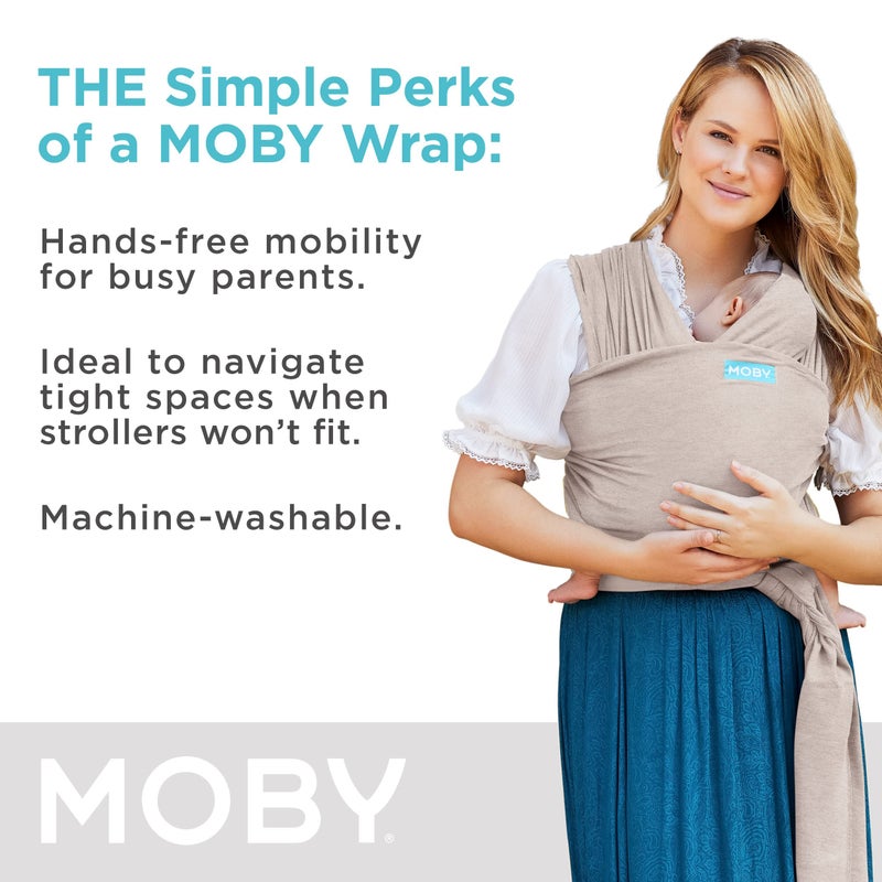 Moby Baby Wrap Carrier Element for Newborns to Toddlers (8-33lbs), Infant Sling Carrier, Ultra Lightweight & Hands Free Design, Adjustable for All Body Types (Taupe) - Image 4