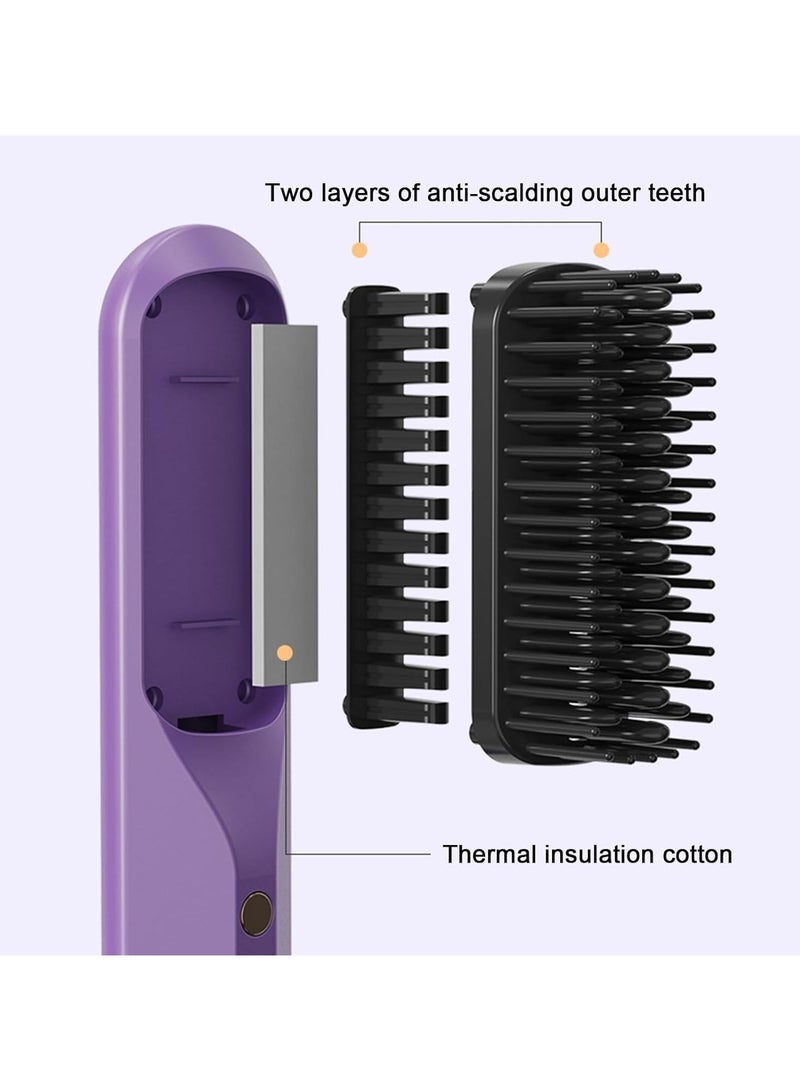general Hair Straightener Brush,Portable Heated Hair Comb with 3 Temperature Adjustable Quick Heating Wireless Hair Care Brush Hairdressing Tool for Women - Image 5