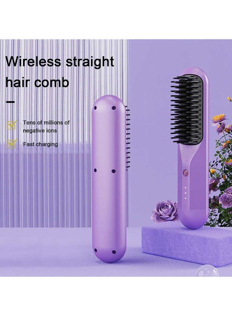 general Hair Straightener Brush,Portable Heated Hair Comb with 3 Temperature Adjustable Quick Heating Wireless Hair Care Brush Hairdressing Tool for Women - Image 2